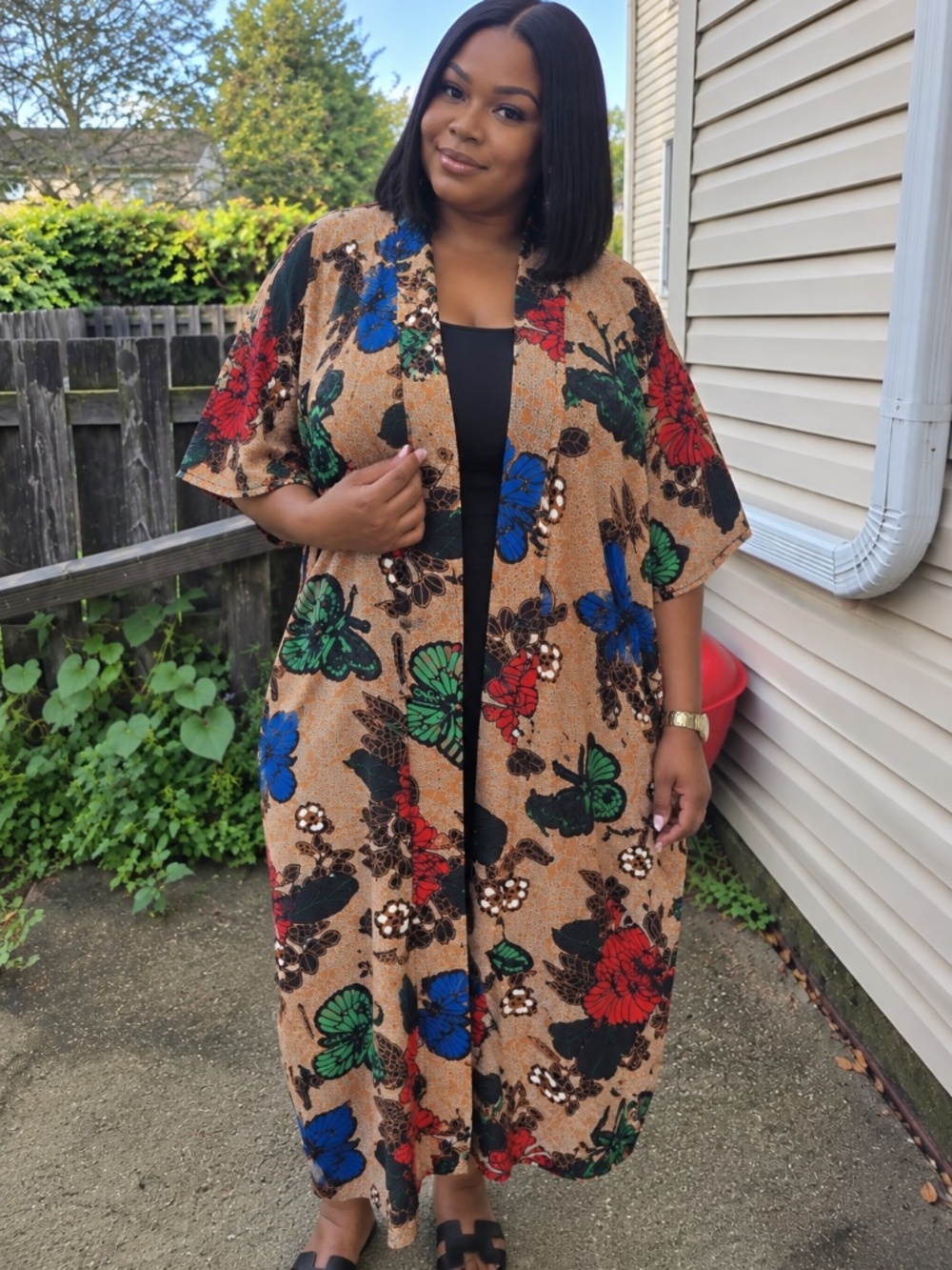 Multicolor Butterfly Print Kimono